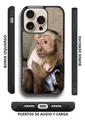 Funda Antigolpes Para Iphone Y Otros Meme Mono Capuchino 1 Negro Iphone 14