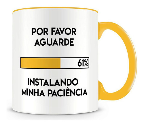 Caneca Instalando Minha Paciência Amarela Cor Branco