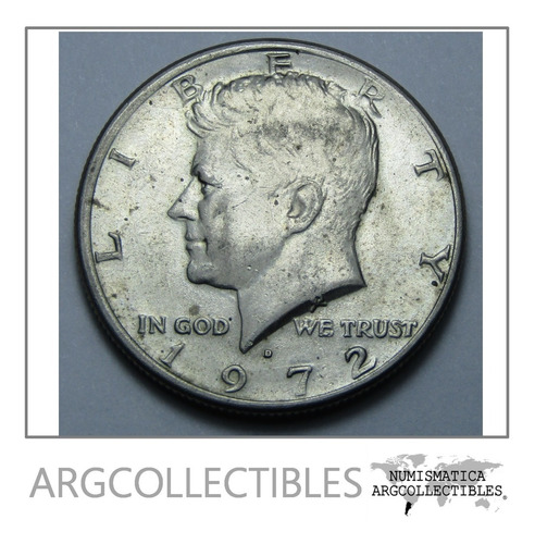 Usa Moneda 1/2 Dolar 1972 D Niquel Kennedy Km-202b Au