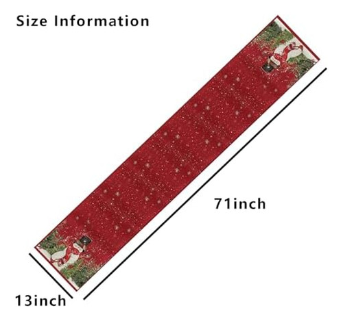 Camino De Mesa Decorativo De Navidad, Copo De Nieve Rojo Y M