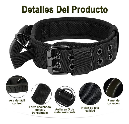 Collar para Perros Grandes y Extra Grandes – Collar Táctico Reforzado con Asa para Entrenamiento y Paseo, Acolchado con Neopreno Suave – GOOPEET