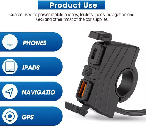 Cargador Usb Para Moto Tipo C Y Carga Rápida Contra Agua