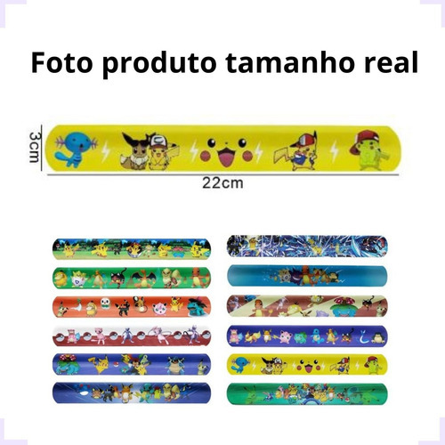 Kit 6 Pulseira Temática Pikachu Festa E Sua Turma Premium