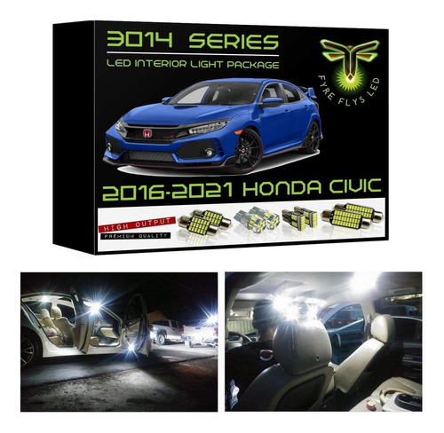 6 Piezas De Luces Interiores Led Blancas Honda Civic 20...