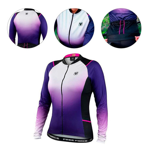 Camisa Manga Longa Freeforce Feminina Sport Snowy Preta E R