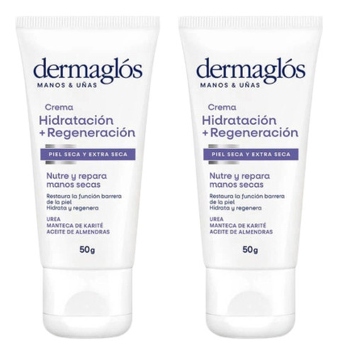  Crema hidratante para manos Dermaglós Hidratación Inmediata Hidratacion + Regeneracion en pomo 50g neutro - pack x 2 unidades 
