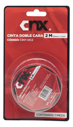 Cinta Doble Cara 2 Metros X 25 Mm Cnx Color Rojo Lisa