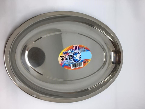 Bandeja Oval Aço Inox Rasa 35cm Fina Porção Refratario Batat