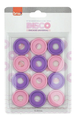 Discos 26mm Brw Caderno Disco Inteligente Rosa Lilás Kit 12