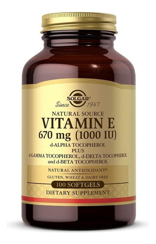 Vitamina E 1.000 Iu De D-alfa-tocoferol Mixto Natural X 100