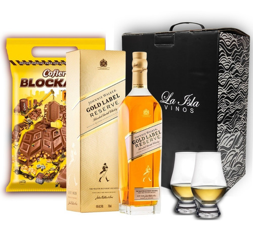 Imagen 1 de 10 de Whisky Johnnie Walker Gold Box Regalo + Copas  Chocolate
