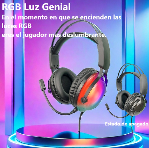 Audífonos Gamer Auriculares D22 Con Micrófono Luz Rgb Led