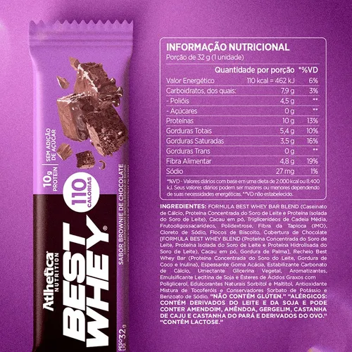 12 Barras Best Whey 10gr Chocolate Brownie - Atlhetica