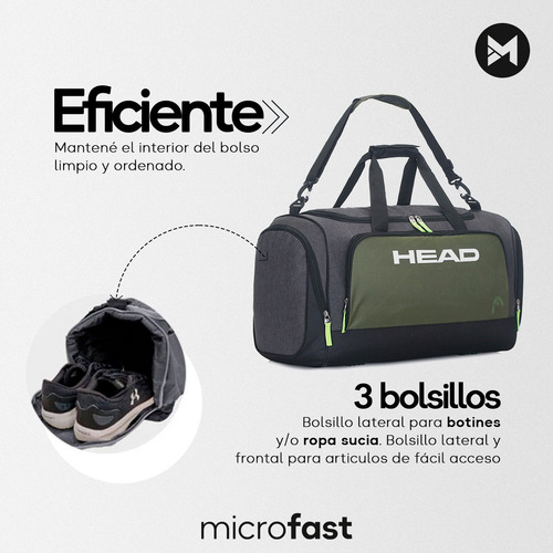 Imagen 5 de 8 de Bolso Deportivo Head Original Anti Desgarro Urbano Viaje Gim
