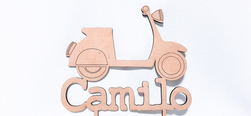 Imagen 4 de 4 de Topper Cake Cartel Torta Mod. Vespa Personalizable - Mdf