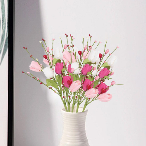 5x Ramas De Flores De Tulipán Artificiales Arreglo Floral