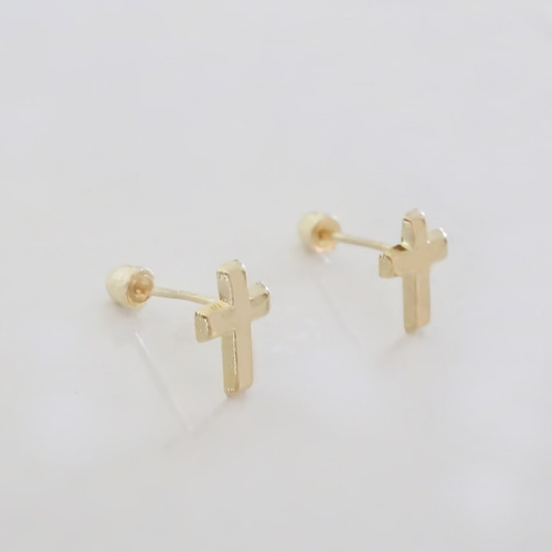 Amor Eterno - Broqueles Par Cruz / Aretes / Oro 10k