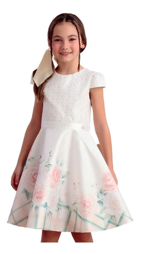 Vestido De Festa Infantil Petit Cherie Off White 22472 Br.