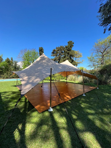 Carpa Beduina Color Beige - Piso De Madera - Pista De Baile