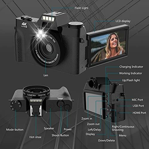 Camara Vlogging Digital 4k Para Wifi Zoom 16x Pantalla 2