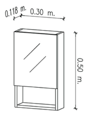 Imagen 2 de 4 de Botiquin Baño Amube Puerta 30x50 Cm Con Puerta Espejo 8836
