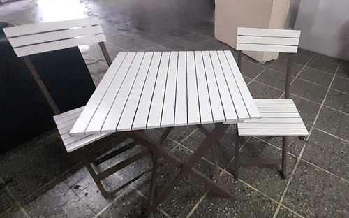 Set Sillas Y Mesa Jardin (plegables) Blanco (Usado)