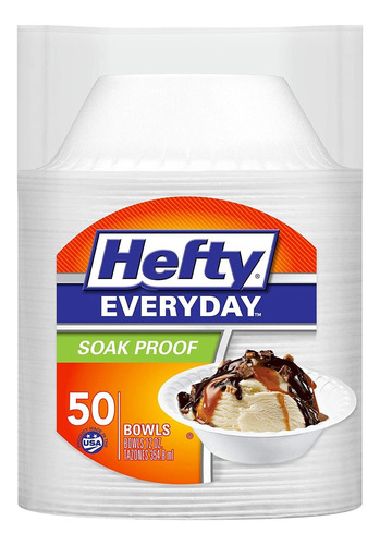 Hefty Everyday Soak-proof Foam Bowls, 12 Ounce, 50 Count