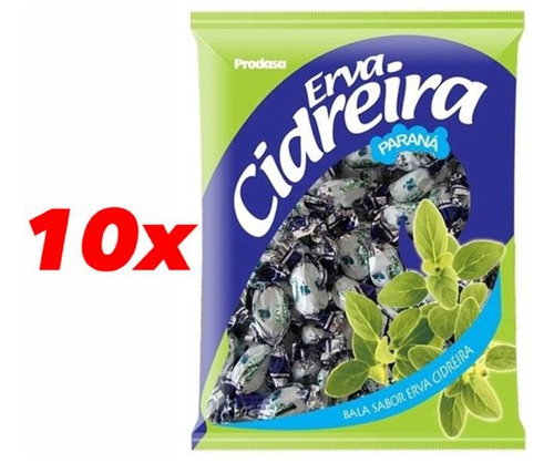 Kit C/ 10 Pacotes De Bala Erva Cidreira Parana Prodasa 600g