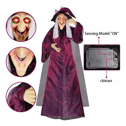Bruja Grande Activada Por Voz Para Decoración De Halloween