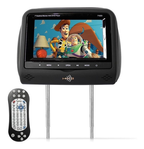 Tela Encosto Cabeça 7 Preto Lcd Com Leitor Dvd Sony Usb Som