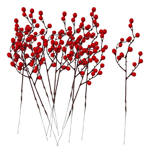 Z 12 Pçs Flores Artificiais De Natal Bagas Ramos Frutas