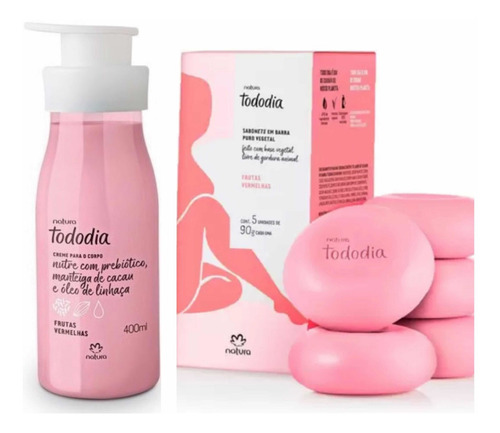 Crema corporal hidratante Natura TodoDia Frutos Rojos en bote de 400mL/400g