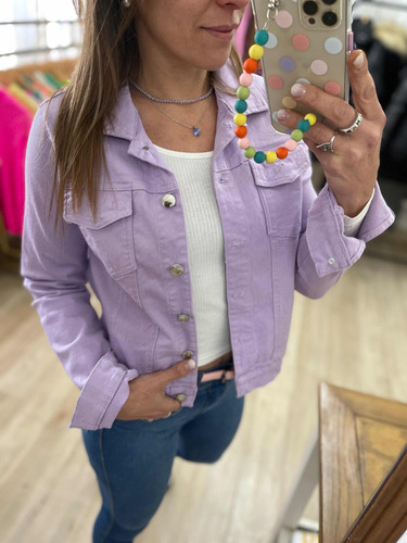 Campera De Jean Blanca Negra Rosa Verde Mujer The Big Shop