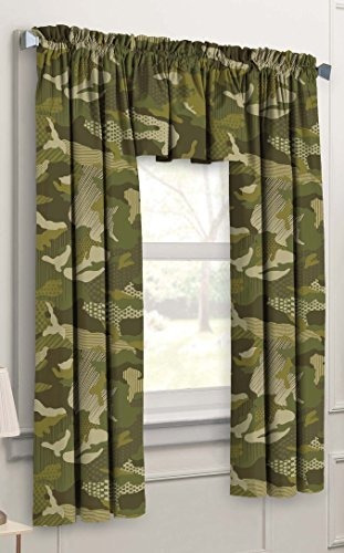 Set Cortinas Infantiles Camuflaje Geo 3 Piezas, Verde, 63 