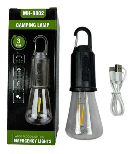 Luz Led Emergencia Gancho Carpa Camping Foco Recargable