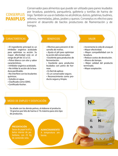 Conservador Paniplus Conserplus Bulto 25 Kg