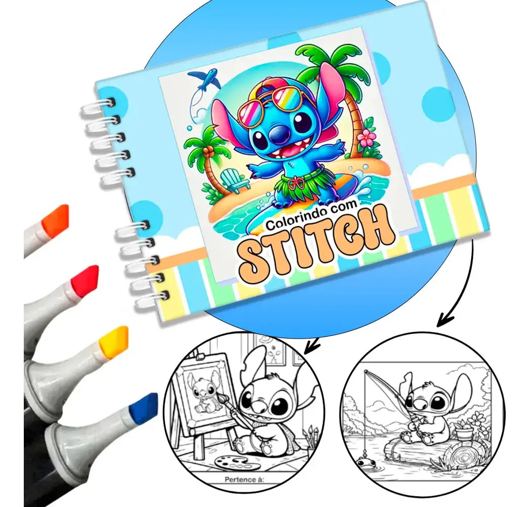 Livro Colorir Stitch Infantil Capa Dura Cor Azul