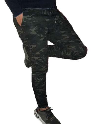 Pantalon Jogger Hombre Gabardina Elastizada Camuflado 