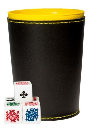 Cubilete Profesional, Vaso Estriado. Incluye 5 Dados Poker