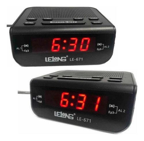 Relógio Rádio Digital Despertador Alarme Duplo Lelong Le-671