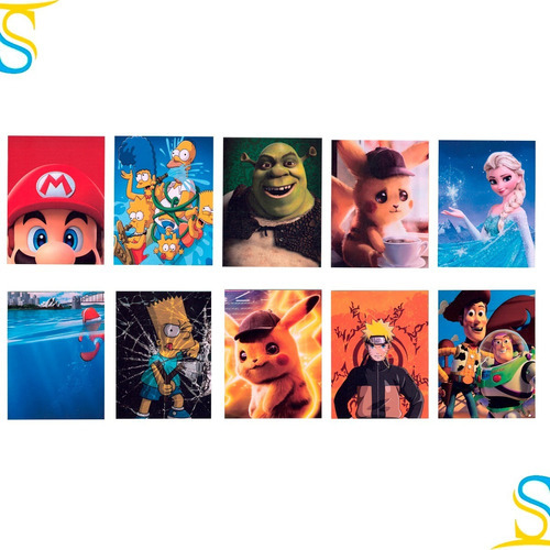 Quadrinhos Decorativos Plaquinhas Mdf Desenhos 15x20 - 10 Un Personagens De Desenho
