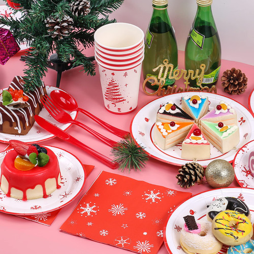 Vajilla Navidad 25 Personas Platos Tazas Servilletas Mmg