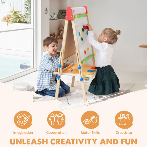 Easel Tiny Land Para Niños Con 2 Rollos De Papel De Dibujo D