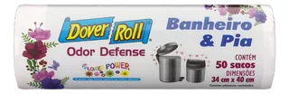 Saco para Lixo Pia e Banheiro Flower Power 10l Dover Roll Odor Defense 50 Unidades