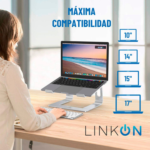 Soporte Base Aluminio Para Mac Macbook Notebook 10 - 16 Color Plateado