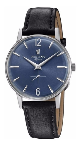 Reloj Festina F20248.3 Hombre Vintage Cuero Azul Color de la malla Negro Color del bisel Plateado