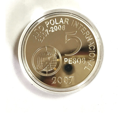 Monedas Argentinas: 5 Pesos 2007 Plata Proof Año Polar Inter