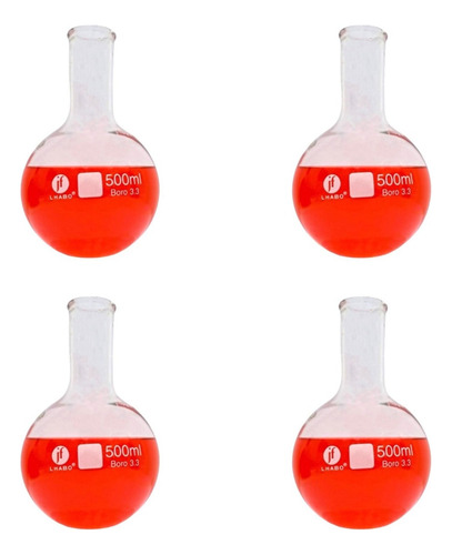 Matraz Fondo Redondo Florencia 500 Ml Paq C/4 Jf Lhabo