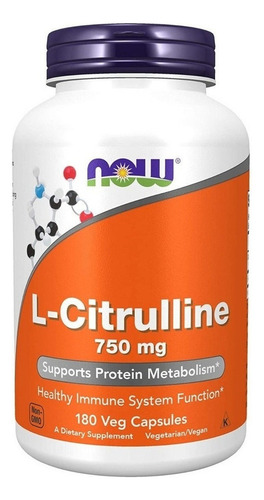 L Citrulina 750 Mg 180 Caps, Now
