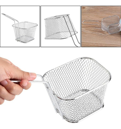 10pcs Mini Cestas De Malla Para Freidora De Acero Inoxidable